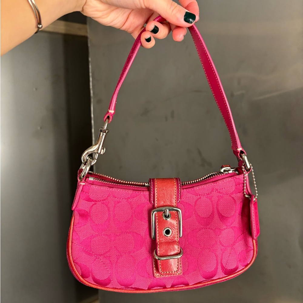 Hot Pink Coach hampton mini Buckle y2k